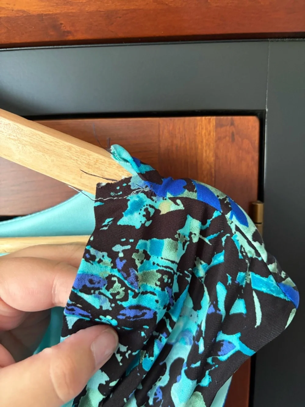 connected apparel Blue Floral Cowl Neck Midi Dress - Picture 5 of 5
